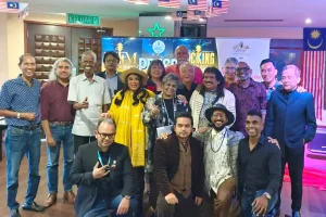 Group photo of the organisers and performers for the Musicians for Musicians benefit concert, “Rocking for a Cause”, after today’s launch.