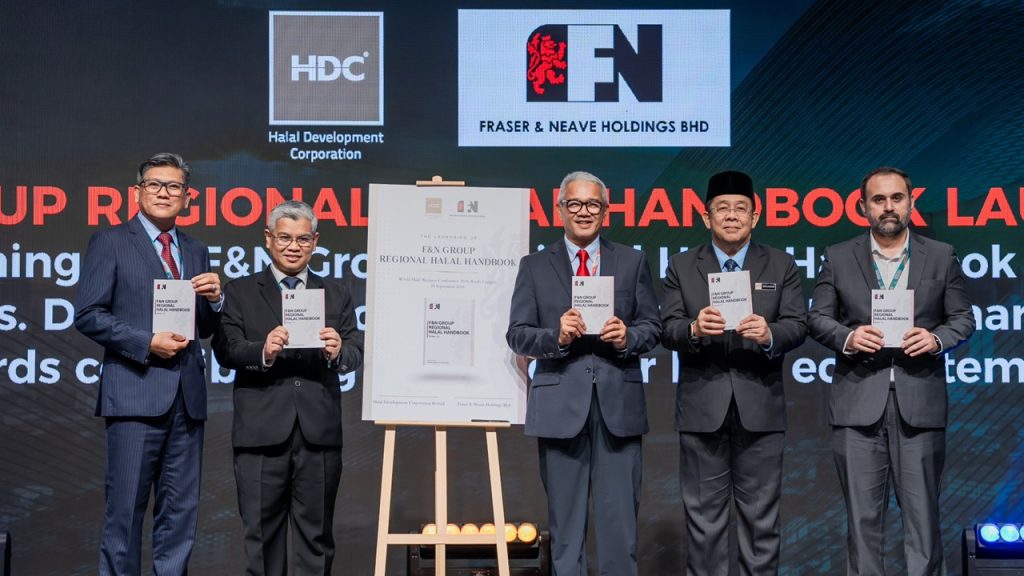 Senior F&N Holdings Bhd representatives at the launch of its Halal Handbook on Sept 28, 2026.