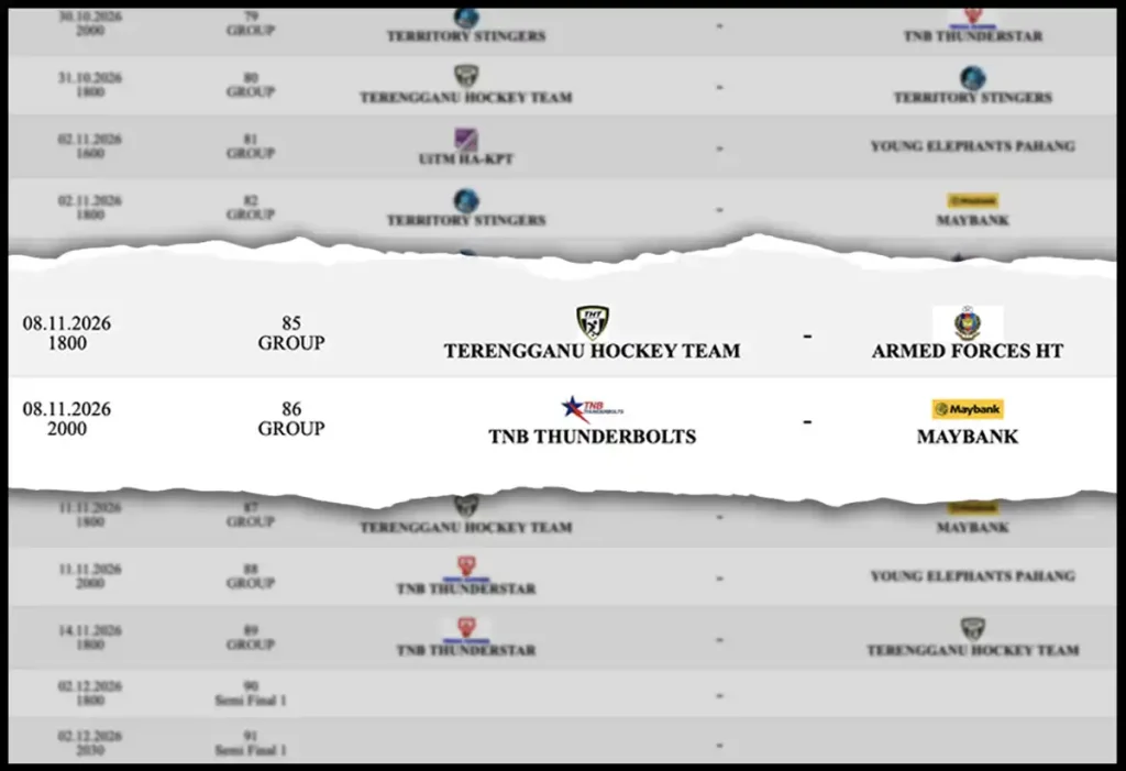 The Malaysian Hockey Confederation Premier League fixtures on Nov 8, 2026 which falls on Deepavali.